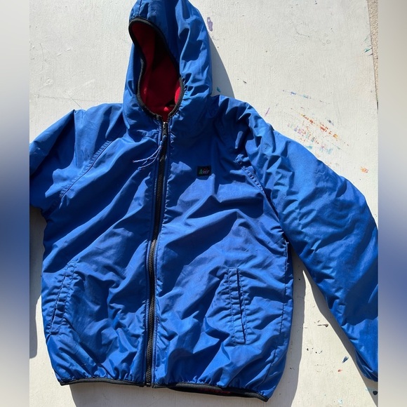 Kid's Vintage REI Jacket Blue Solid L Camp Hike Light Packable Lined Fleece - Picture 5 of 14